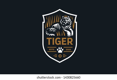 The image of a tiger in a minimalist style.  Vector illustration