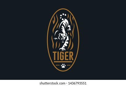 The image of a tiger in a minimalist style.  Vector illustration
