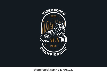 The image of a tiger in a minimalist style.  Vector illustration