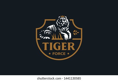 The image of a tiger in a minimalist style.  Vector illustration