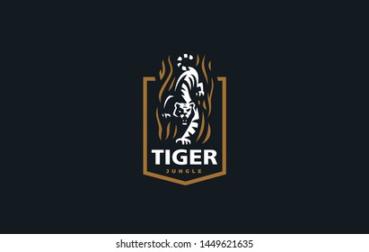 The image of a tiger in a minimalist style.  Vector illustration