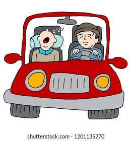An image of a Tired People Sleeping Driving Car.