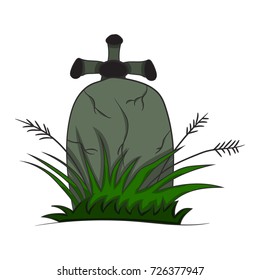 image with a tombstone. vector illustration of a Halloween theme. hand drawing