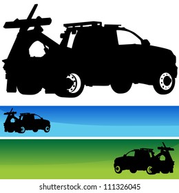 An Image Of A Tow Truck Silhouette Banner Set.