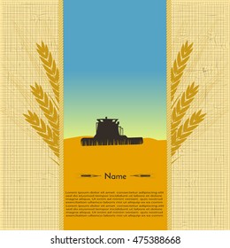 image tractor silhouette in a field of wheat