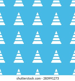 Image of traffic cone, repeated in straight lines on blue background