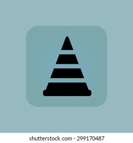 Image of traffic cone in square, on pale blue background