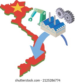 Image of transfer of factory equipment to Vietnam