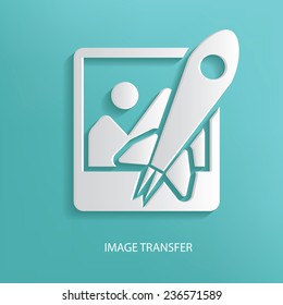 Image transfer symbol on blue background,clean vector