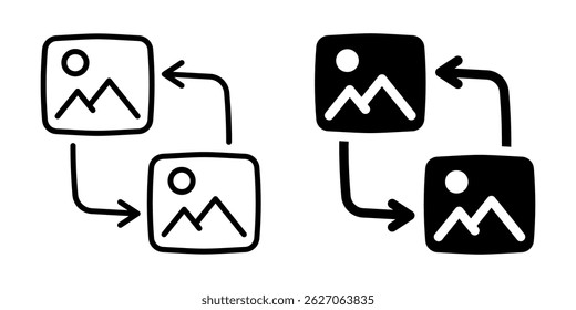 Image transformation icon. Linear and silhouette style.