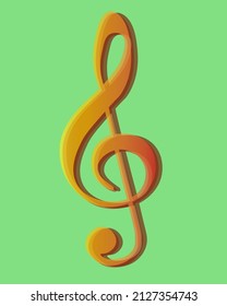 Image of a treble clef on a green background.