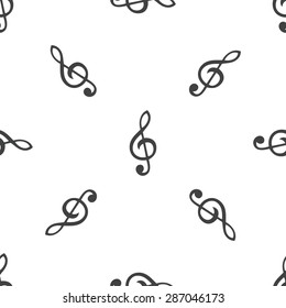 Image of treble clef, repeated on white background