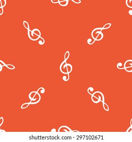 Image of treble clef, repeated on orange background
