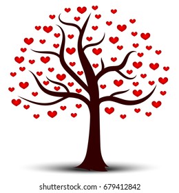 Image of a tree with hearts in the shape of a heart