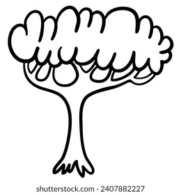 image of a tree in a simple minimalist style. Template for design, logo, print, icon. object in line art style for landscape, coloring