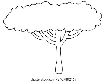 image of a tree in a simple minimalist style. Template for design, logo, print, icon. object in line art style for landscape, coloring