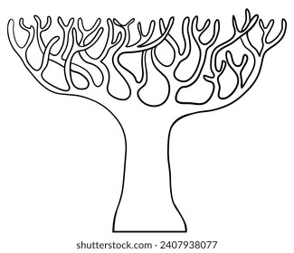 image of a tree in a simple minimalist style. Template for design, logo, print, icon. object in line art style for landscape, coloring