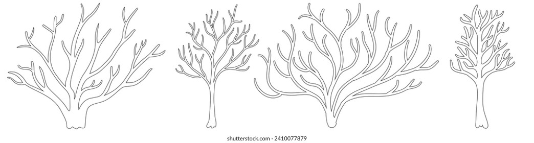 image of a tree in a simple minimalist style. Template for design, logo, print, icon. object in line art style for landscape, coloring