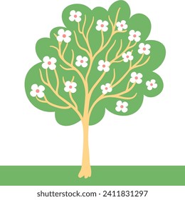 imagen de un árbol en un sencillo estilo minimalista. Plantilla para diseño, logotipo, impresión, icono. objeto de estilo plano para paisaje
