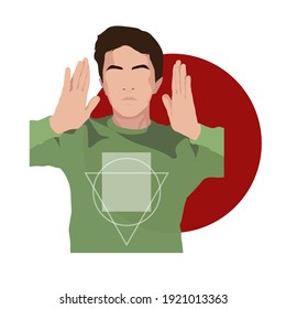 Image of a trendy guy using green and red colors for web