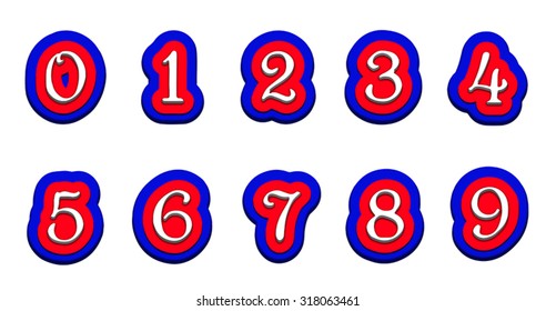 Image of tricolor volume numbers 123456789 on a white background isolated vector illustration