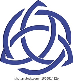 Das Bild der Dreifaltigkeit, ein Symbol der Einheit in Vielfalt. Eine blaue Zeichnung auf weißem Hintergrund.