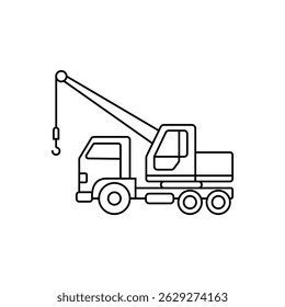 
Imagem de um caminhão guindaste.Vetor imagens de equipamentos de construção. Desenhos de contorno linear de veículos industriais pesados e equipamentos especiais. Equipamento para manutenção de edifícios e estruturas.