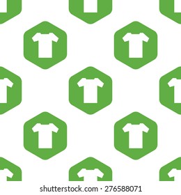 Image of t-shirt in hexagon, repeated on white background