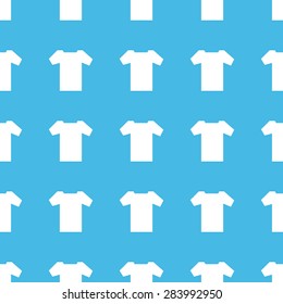 Image of T-shirt, repeated in straight lines on blue background