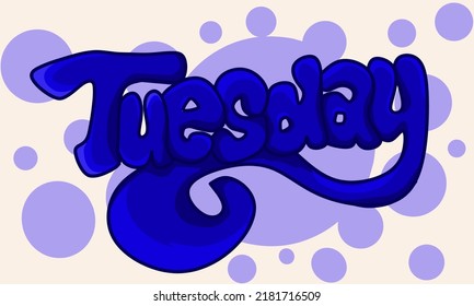 Image of Tuesday's name graffiti in dark blue and light yellow background