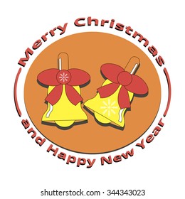 an image of two bells on Christmas and New Year, on a white background