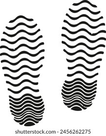 The image is of two black and white feet with a wave pattern. The feet are positioned in a way that they appear to be stepping on a surface, possibly a beach or a sandy area