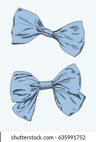 Image two blue bow hand-drawn.