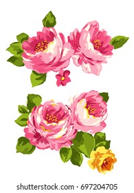 An image of two buds of flowers in paints. Vector