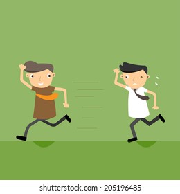 An image of two businessmen running as if they are racing one another 