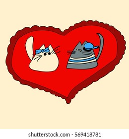 Image of two cats in love