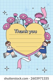 An image of two children holding heart-shaped notes.