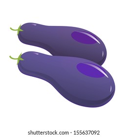 Image of two eggplant on  white background.