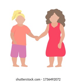 Image of two girls girlfriends. Vector image, eps 10