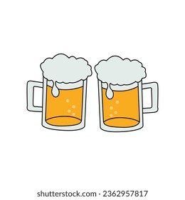 image of two glasses of foamy drink isolated on a white background