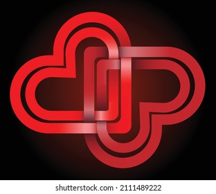 Imagen de dos corazones. Postcard, valentina. Vector