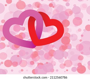 Image of two intertwined hearts. Background for design work for Valentine's Day. Perfect for banners, postcards, invitations, congratulations