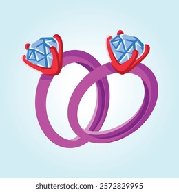 Image of two intertwined rings adorned with sparkling diamonds, symbolizing love and commitment.