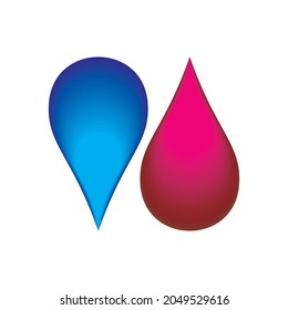 An image of two liquids flowing opposite each other. logo for company or factory producing liquid form