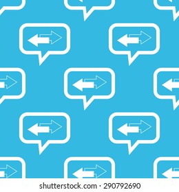 Image of two opposite arrows in chat bubble, repeated on blue background