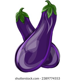 image of two purple eggplants, without background