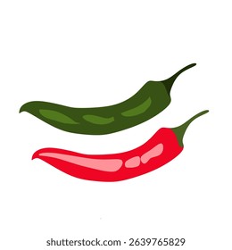 image of two red and green chilies on a white background