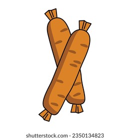 image of two sausages isolated on white background