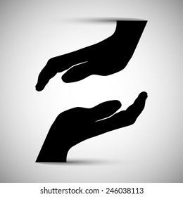 An image of two silhouette hands coming together.