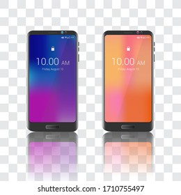 Image of two smart phones. Editable vector.